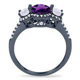 Three Stone Round Natural Stone Ring