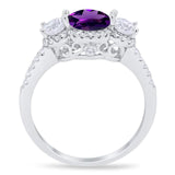 Three Stone Round Natural Stone Ring