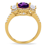 Three Stone Round Natural Stone Ring