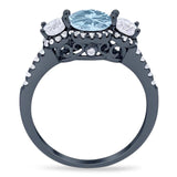 Three Stone Round Natural Stone Ring