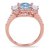 Three Stone Round Natural Stone Ring