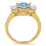 Three Stone Round Natural Stone Ring