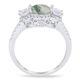 Three Stone Round Natural Stone Ring