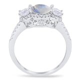 Three Stone Round Natural Stone Ring