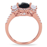 Three Stone Round Natural Stone Ring