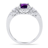 Round Natural Stone Three Stone Ring