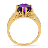 Round Natural Stone Solitaire Ring