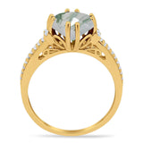 Round Natural Stone Solitaire Ring