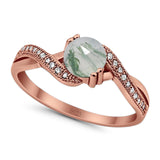Art Deco Round Natural Stone Twisted Ring