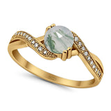 Art Deco Round Natural Stone Twisted Ring