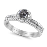 Two Piece Round Natural Stone Ring