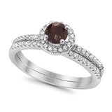 Two Piece Round Natural Stone Ring