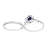 Two Piece Round Natural Stone Bridal Ring