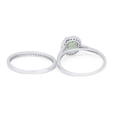 Two Piece Round Natural Stone Bridal Ring