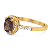 Art Deco Oval Natural Stone Wedding Ring