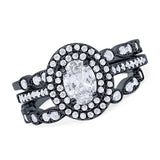 Three Piece Oval Natural Stone Bridal Ring