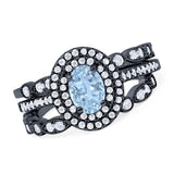 Three Piece Oval Natural Stone Bridal Ring