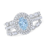 Three Piece Oval Natural Stone Bridal Ring