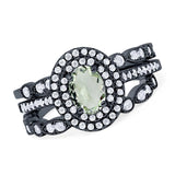 Three Piece Oval Natural Stone Bridal Ring
