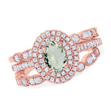 Three Piece Oval Natural Stone Bridal Ring