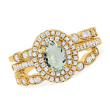 Three Piece Oval Natural Stone Bridal Ring