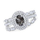 Three Piece Oval Natural Stone Bridal Ring