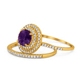Two Piece Round Natural Stone Bridal Ring