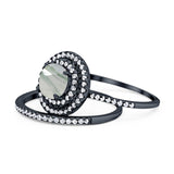Two Piece Round Natural Stone Bridal Ring