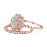 Two Piece Round Natural Stone Bridal Ring