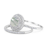 Two Piece Round Natural Stone Bridal Ring