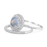 Two Piece Round Natural Stone Bridal Ring