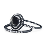 Two Piece Round Natural Stone Bridal Ring