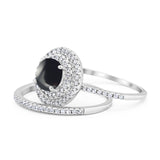 Two Piece Round Natural Stone Bridal Ring