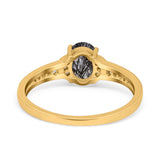 Art Deco Oval Natural Stone Wedding Ring