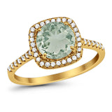 Art Deco Round Natural Stone Wedding Ring