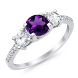 Three Stone Round Natural Stone Ring