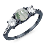 Three Stone Round Natural Stone Ring