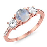 Three Stone Round Natural Stone Ring