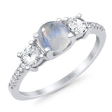 Three Stone Round Natural Stone Ring