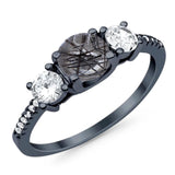 Three Stone Round Natural Stone Ring
