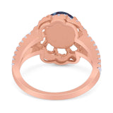 Art Deco Oval Natural Stone Flower Ring