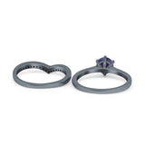 Two Piece Round Natural Stone Chevron Ring