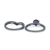 Two Piece Round Natural Stone Chevron Ring