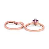 Two Piece Round Natural Stone Chevron Ring