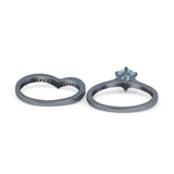 Two Piece Round Natural Stone Chevron Ring