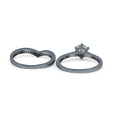Two Piece Round Natural Stone Chevron Ring