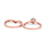 Two Piece Round Natural Stone Chevron Ring