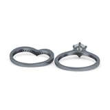 Two Piece Round Natural Stone Chevron Ring