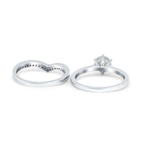 Two Piece Round Natural Stone Chevron Ring
