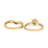 Two Piece Round Natural Stone Chevron Ring